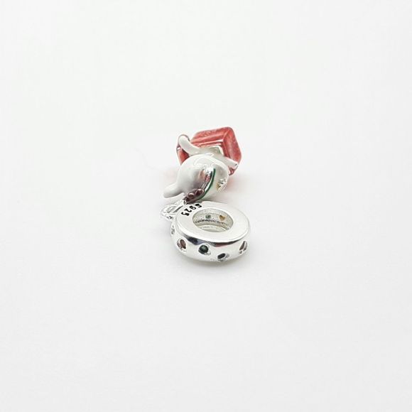 Christmas Kitty Dangle Charm Sterling Silver New - Picture 3 of 4